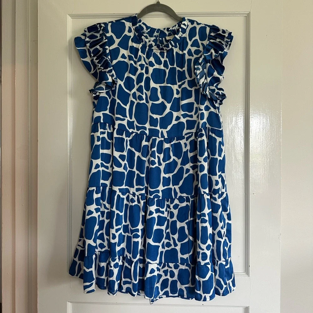 NWT Jodifl Mara Geo Print Royal Blue Dress - Picture 3 of 7